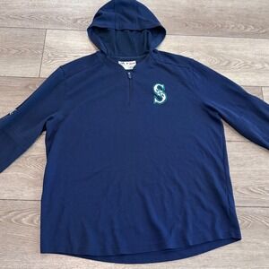 Majestic Seattle Mariners Hoodie Mens XL Navy Blue Quarter Zip MLB Authentic